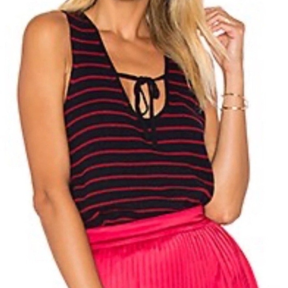 Revolve Elizabeth And James Dahlia Wool Blend Sleeveless Tie Striped Top Small